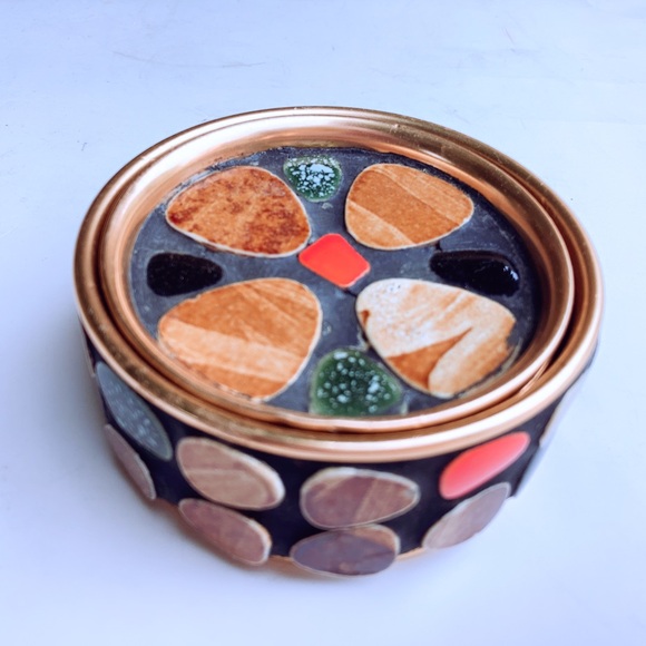 MCM Mosaic Copper Coasters Set Of 6 - Picture 2 of 6